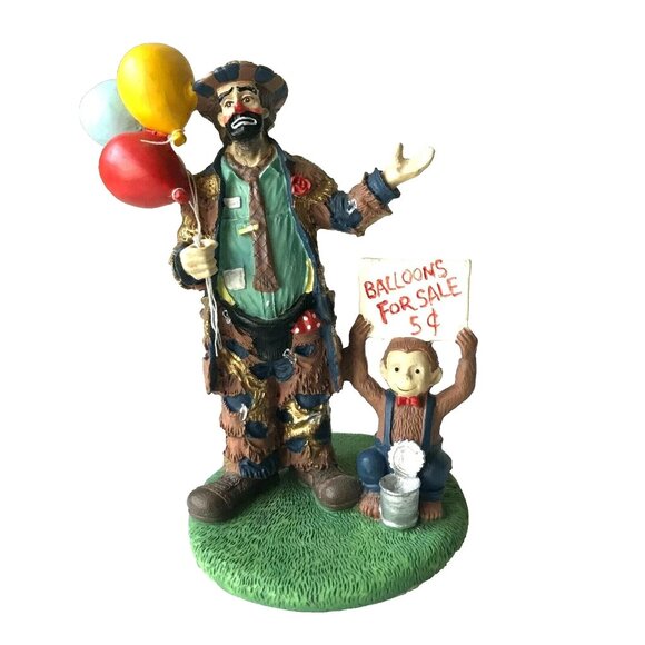 Vintage Emmett Kelly BALLOONS FOR SALE Monkey Stanton Arts 1995 Clown Figurine - Picture 1 of 13